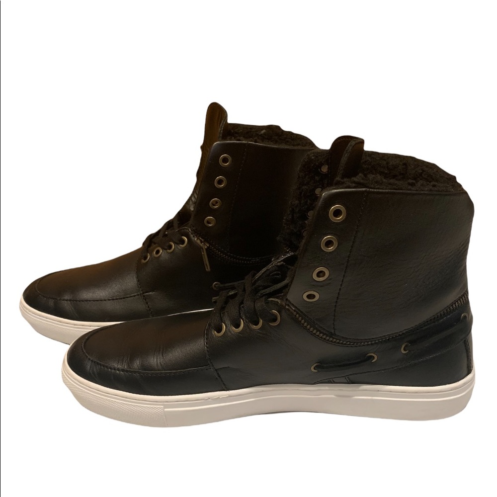 Creative Reaction Mens Black Leather Zipper High Top Sneakers Sz12 Great Cond.